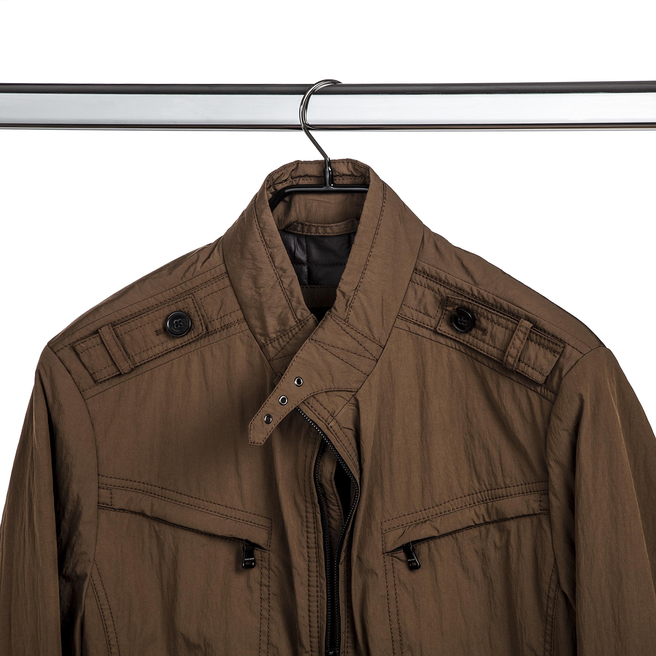 Mawa By Reston Lloyd, Non-Slip Steel Suit/Jacket Hanger, Wide Supportive Sholders With Rotating Hook, Black, Set Of 150